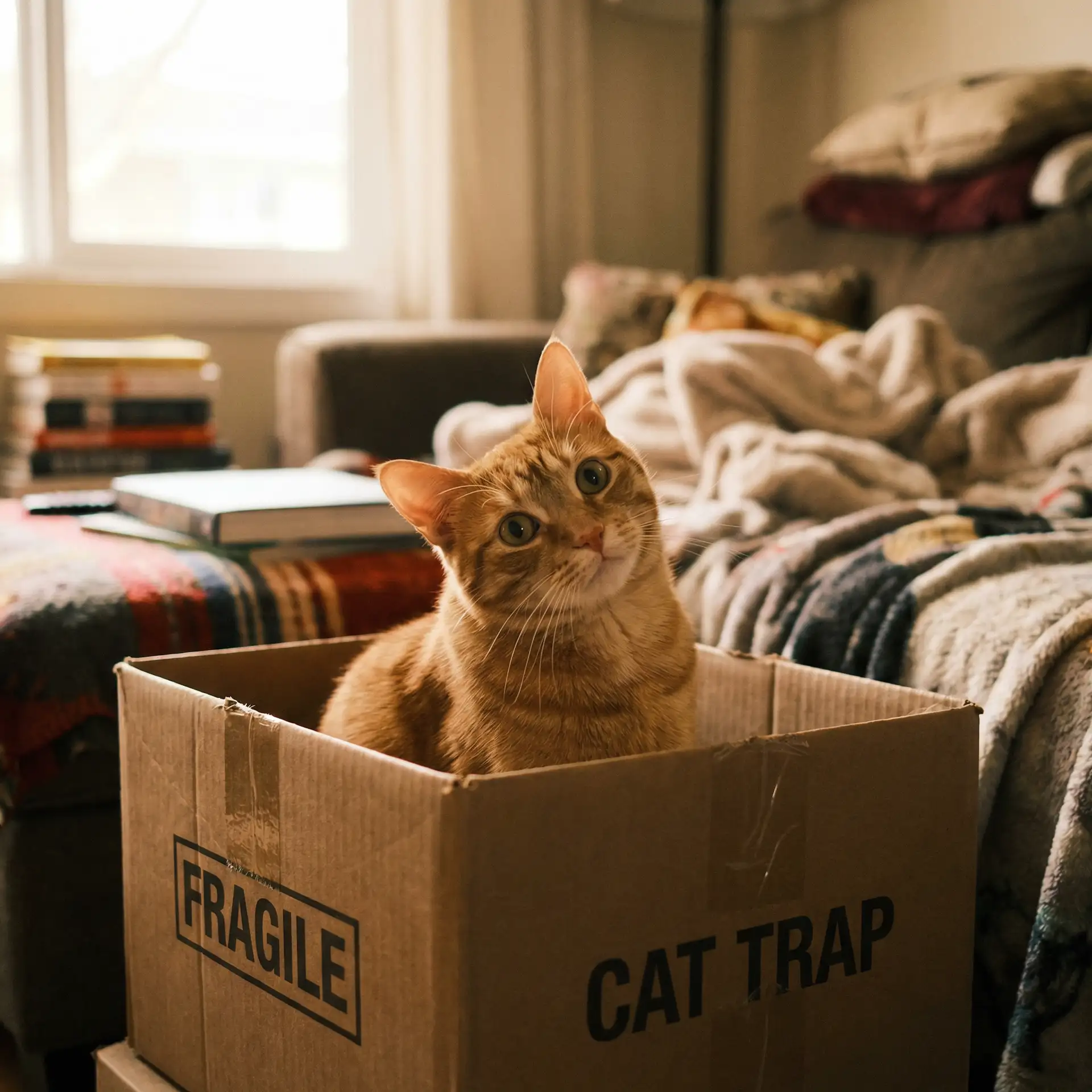 橘猫躲在纸箱里 - 马云 我爱你中国
